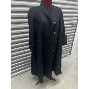Vintage ilie wacs Wacs Works Trench Coat Ladies Size 6  Black Wool Blend Peacoat
